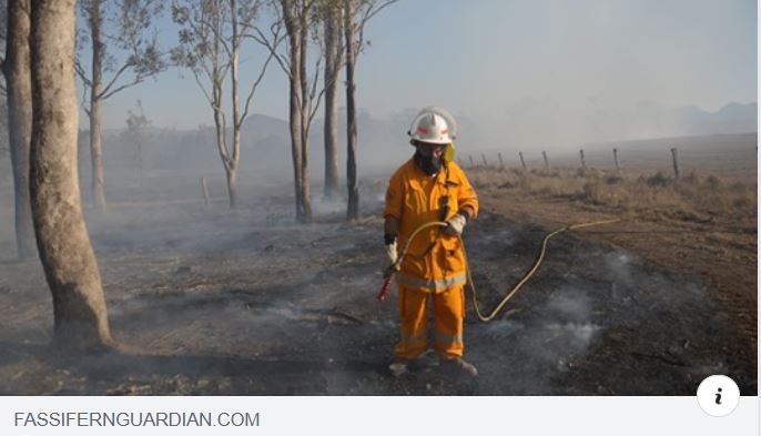 A photo of a firefighter in the fassifern area of SE Qld. Photo is property of fassifern Guardian.